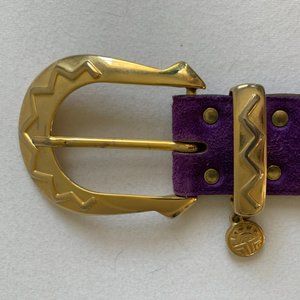 Louis Feraud Suede Purple and Gold Belt